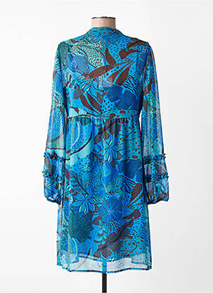 Robe mi-longue imprimé fleurs manches longues bleu EVA KAYAN femme