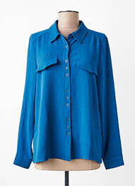 Chemisier tissage crêpe manches longues bleu SIGNE NATURE femme