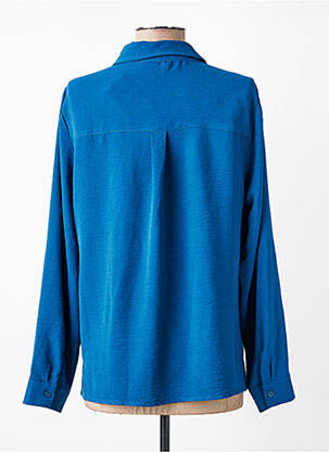 Chemisier tissage crêpe manches longues bleu SIGNE NATURE femme
