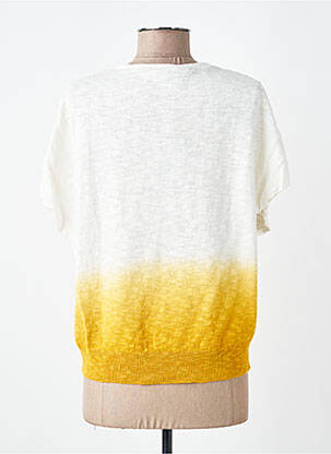 Pull col v manches courtes jaune DEVERNOIS femme