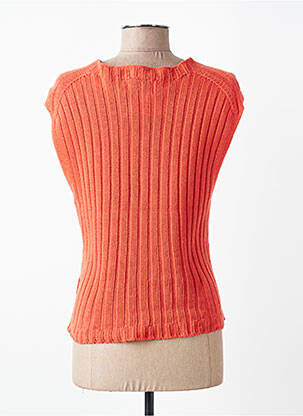 Pull coupe cintrée sans manche orange GUITARE femme