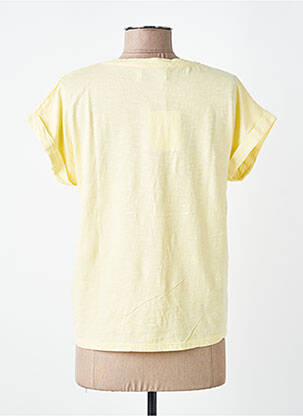 T-shirt col v manches courtes jaune GUITARE femme