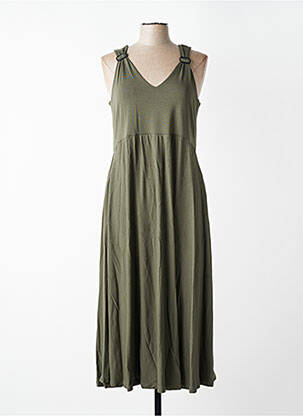 Robe longue coupe cintrée fines bretelles vert GUITARE femme