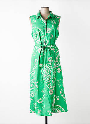 Robe mi-longue imprimé fleurs sans manche vert SIGNE NATURE femme