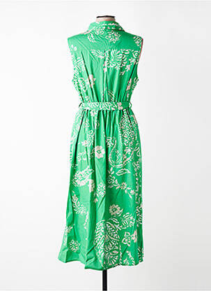 Robe mi-longue imprimé fleurs sans manche vert SIGNE NATURE femme
