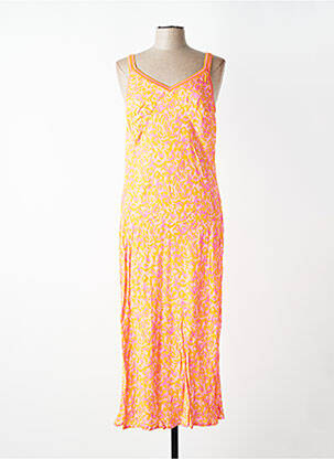 Robe longue coupe cintrée fines bretelles orange EVA KAYAN femme