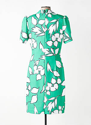 Robe mi-longue imprimé fleurs manches courtes vert JOSEPH RIBKOFF femme