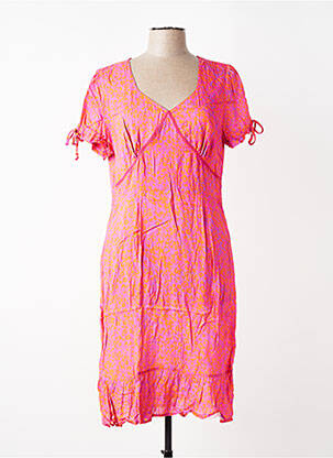 Robe mi-longue imprimé fleurs manches courtes violet EVA KAYAN femme