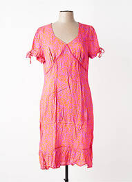 Robe mi-longue imprimé fleurs manches courtes violet EVA KAYAN femme