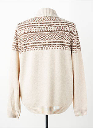 Pull tissage jacquard manches longues beige CAMBRIDGE homme