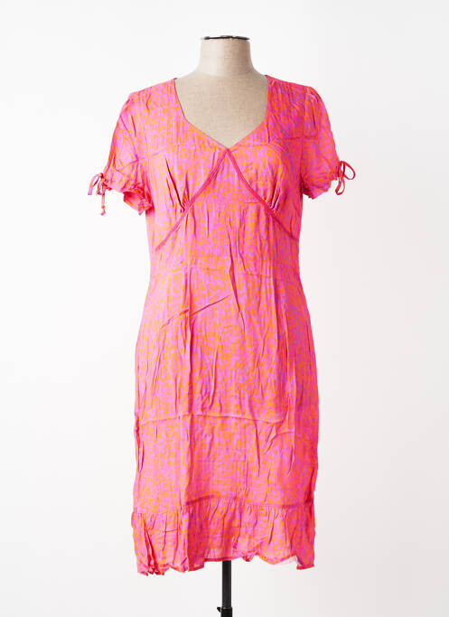 Robe mi-longue imprimé fleurs manches courtes violet EVA KAYAN femme