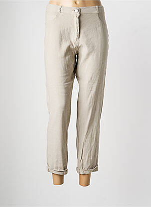 Pantalon 7/8 fermeture zippée sous rabat boutonné beige EAST DRIVE femme