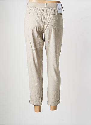 Pantalon 7/8 fermeture zippée sous rabat boutonné beige EAST DRIVE femme