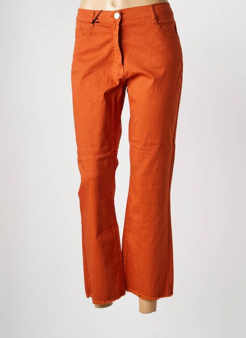 Pantalon 7/8 fermeture zippée sous rabat boutonné orange EAST DRIVE femme