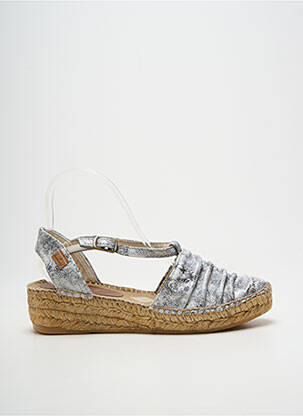 Espadrilles tissage satiné talon de 4 à 6cm argent MONTANE femme