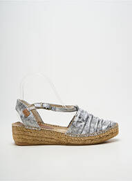 Espadrilles tissage satiné talon de 4 à 6cm argent MONTANE femme
