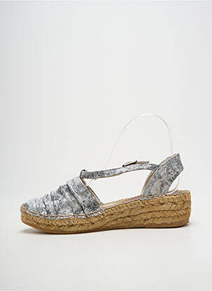 Espadrilles tissage satiné talon de 4 à 6cm argent MONTANE femme
