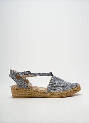 Espadrilles tissage satiné talon de 4 à 6cm argent MONTANE femme
