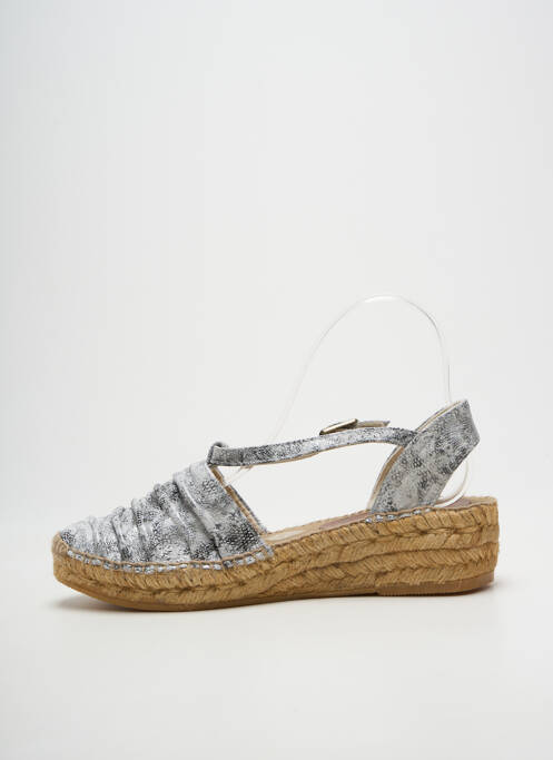 Espadrilles tissage satiné talon de 4 à 6cm argent MONTANE femme