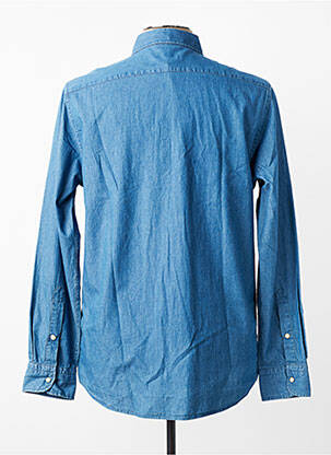 Chemise manches longues poignets boutonnés bleu MCS homme