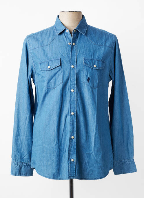 Chemise manches longues poignets boutonnés bleu MCS homme