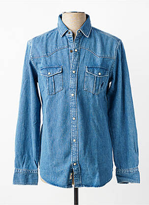 Chemise manches longues coupe cintrée bleu MCS homme