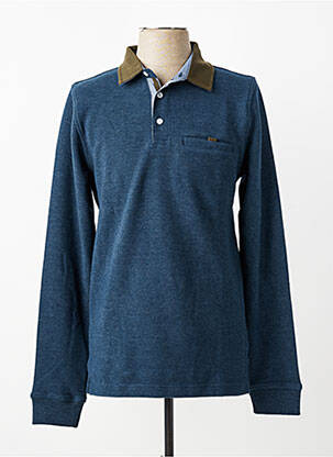 Polo tissage chiné manches longues bleu MCS homme