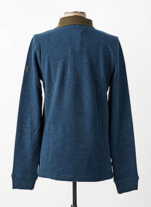 Polo tissage chiné manches longues bleu MCS homme