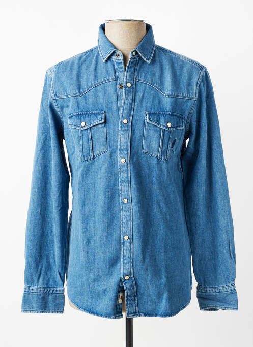 Chemise manches longues coupe cintrée bleu MCS homme