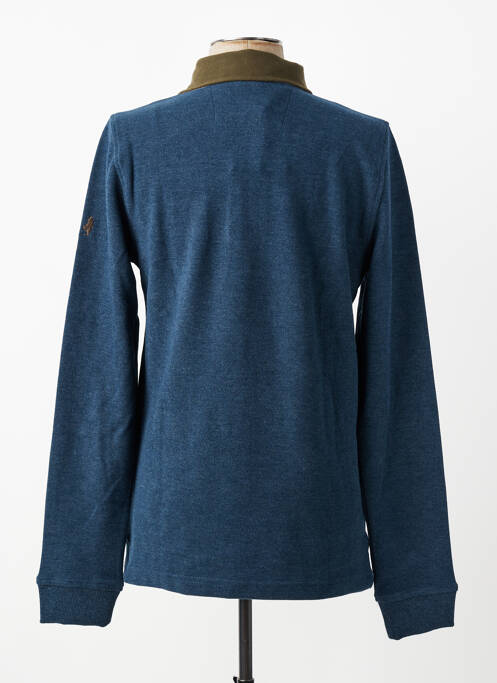 Polo tissage chiné manches longues bleu MCS homme