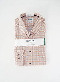 Chemise manches longues imprimé fantaisie orange OLYMP homme