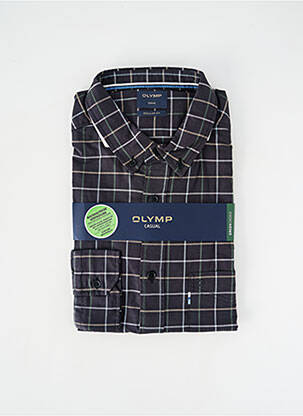Chemise manches longues poignets boutonnés noir OLYMP homme