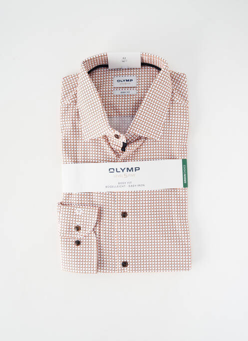 Chemise manches longues poignets boutonnés orange OLYMP homme