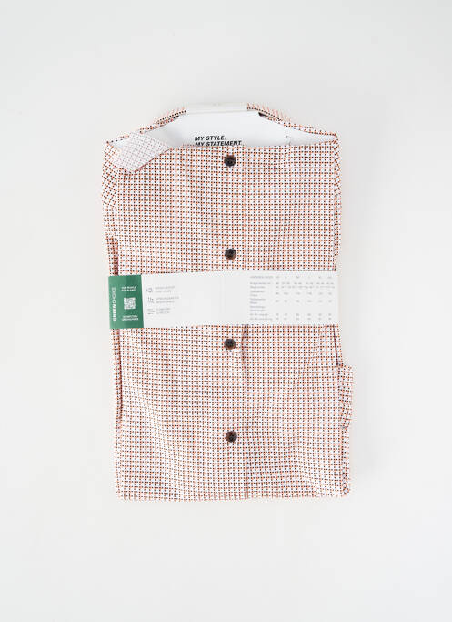 Chemise manches longues poignets boutonnés orange OLYMP homme