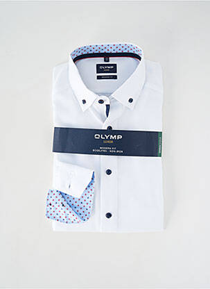 Chemise manches longues poignets boutonnés blanc OLYMP homme