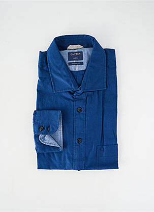 Chemise manches longues poignets boutonnés bleu OLYMP homme