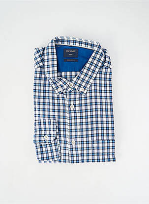 Chemise manches longues poignets boutonnés bleu OLYMP homme