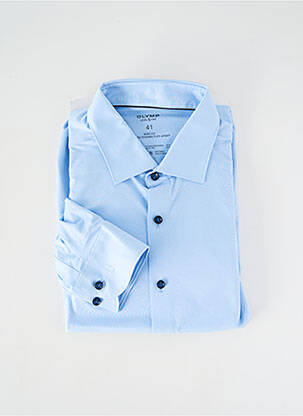 Chemise manches longues poignets boutonnés bleu OLYMP homme