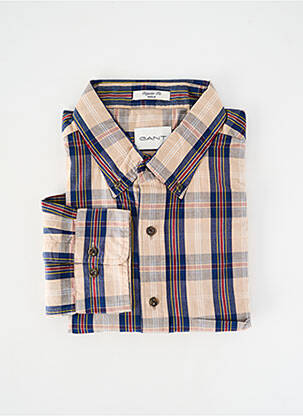 Chemise manches longues poignets boutonnés beige GANT homme