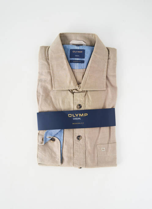 Chemise manches longues poignets boutonnés gris OLYMP homme