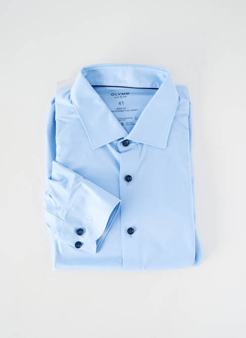 Chemise manches longues poignets boutonnés bleu OLYMP homme