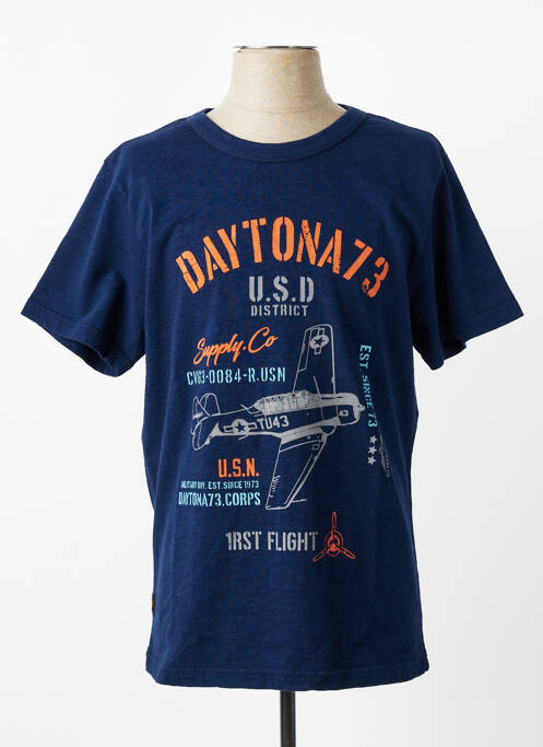 T-shirt stretch manches courtes bleu DAYTONA homme