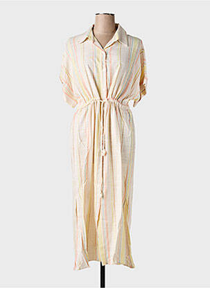 Robe longue imprimé fantaisie manches courtes beige ARTLOVE femme