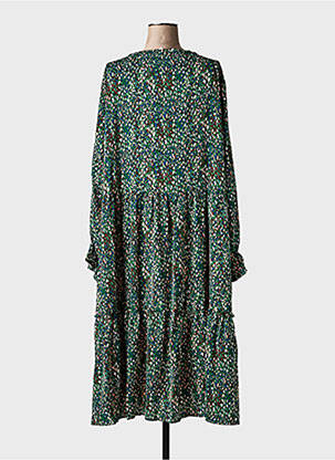 Robe mi-longue imprimé fantaisie manches longues vert POMME ROUGE femme