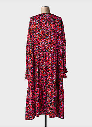 Robe mi-longue imprimé fantaisie manches longues rouge POMME ROUGE femme