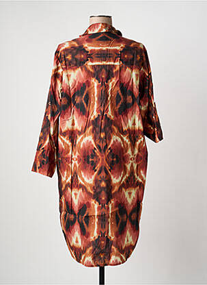 Robe mi-longue imprimé fantaisie manches longues marron APRIL VINTAGE femme