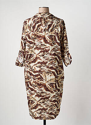 Robe mi-longue imprimé fantaisie manches longues marron APRIL VINTAGE femme
