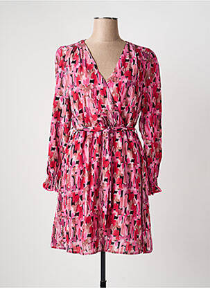 Robe courte coupe évasée manches longues rose ARTLOVE femme