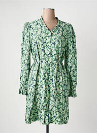 Robe mi-longue imprimé fantaisie manches longues vert ICHI femme