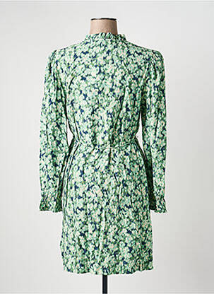 Robe mi-longue imprimé fantaisie manches longues vert ICHI femme